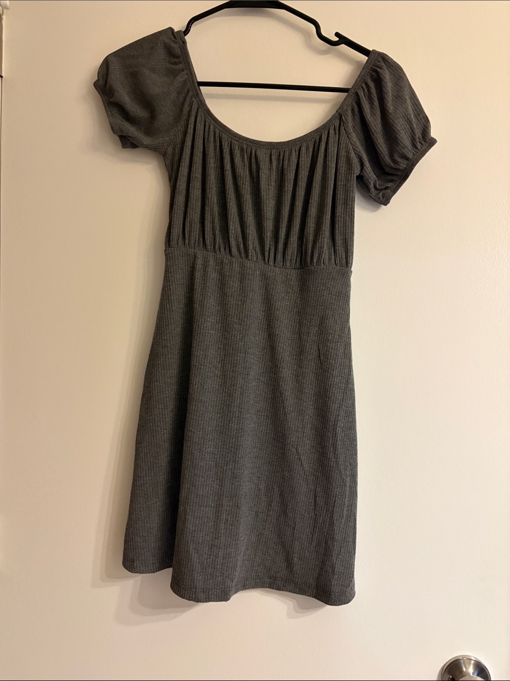 Lulu's Charcoal Scoop Neck Short Sleeve Knit Dress